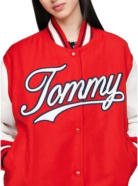 Giacca Tommy Jeans Letterman rossa per donna