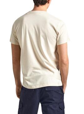 Maglietta Pepe Jeans Eggo Beige per uomo