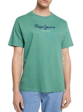 Maglietta Pepe Jeans Eggo Verde per Uomo