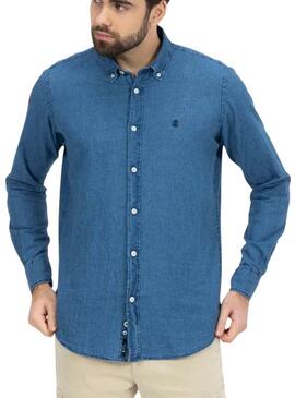 Camicia El Pulpo Denim Micro Blu per Uomo