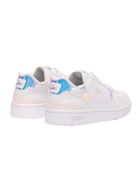 Sneakers Lacoste T-Clip bianche per bambini.