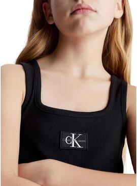 Abito Calvin Klein Rib Badge Nero Bambina