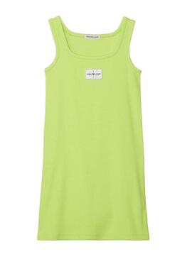 Abito Calvin Klein Rib Badge Verde Ragazza