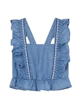 Top Pepe Jeans Denim Quela Azul per ragazza.