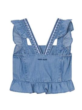 Top Pepe Jeans Denim Quela Azul per ragazza.