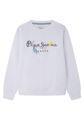 Felpa Pepe Jeans Bige Bianca per Bambino