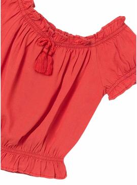 Top Mayoral Spalle Scoperte Rosso per Bambina