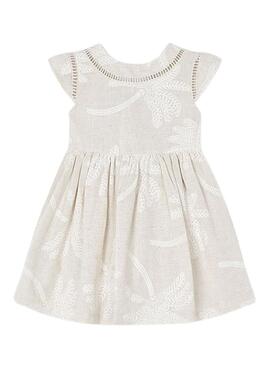 Abito Mayoral Palmeras in Lino Beige per Bambina