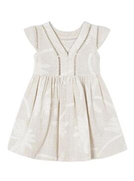 Abito Mayoral Palmeras in Lino Beige per Bambina