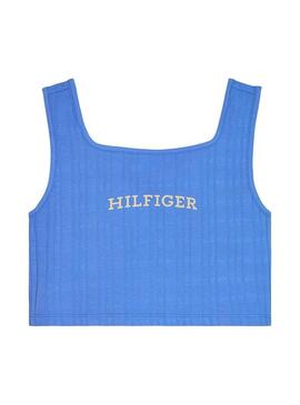 Top Tommy Hilfiger Monotype Rib Blu per Ragazza