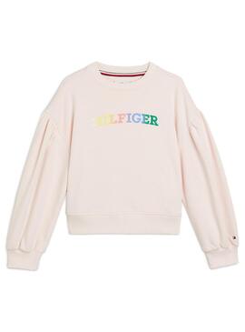 Felpa Tommy Hilfiger Monotype Rosa per Ragazza