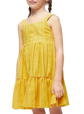 Vestito Mayoral Perforato Giallo per Bambina