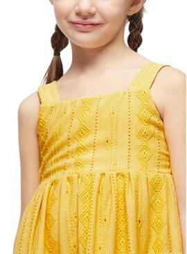 Vestito Mayoral Perforato Giallo per Bambina