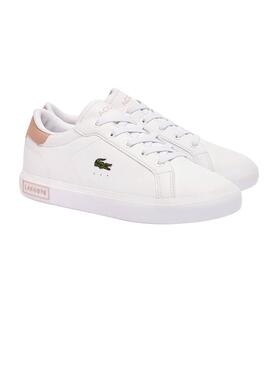 Scarpe Lacoste Powercourt in pelle bianca per bambini