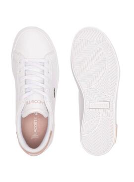 Scarpe Lacoste Powercourt in pelle bianca per bambini