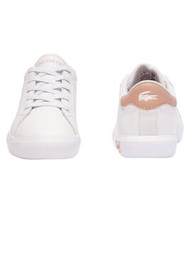 Scarpe Lacoste Powercourt in pelle bianca per bambini