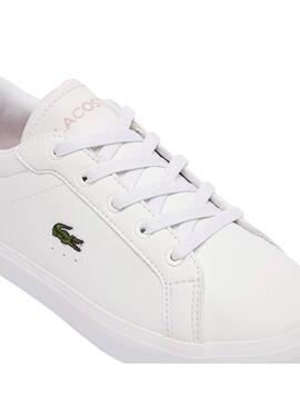 Scarpe Lacoste Powercourt in pelle bianca per bambini