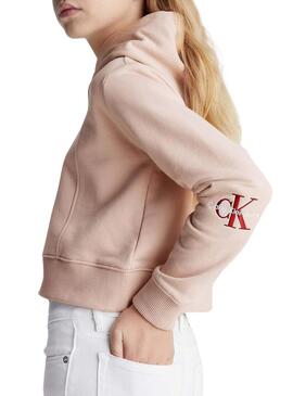 Felpa Calvin Klein Monogram Rosa Ragazza