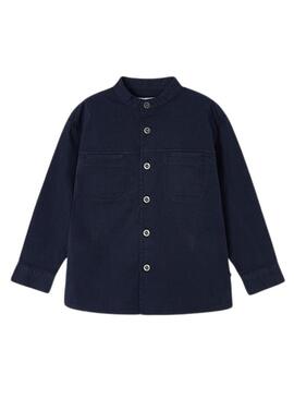 Overshirt Mayoral a collo Mao in blu marino per bambino