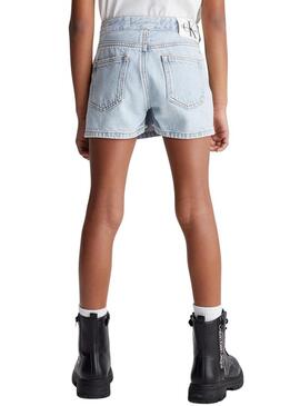 Short Calvin Klein in denim blu polvere per ragazze