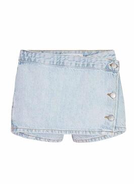 Short Calvin Klein in denim blu polvere per ragazze