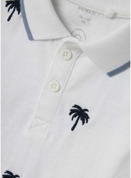 Polo Name It Fumme Palmeras Blanco Per Bambino