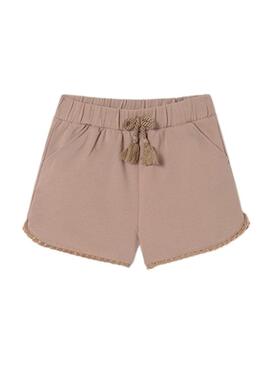 Shorts Mayoral Felpa Básico Tostado Para Niña-> Short Mayoral in pile basic marrone per bambina