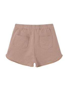 Shorts Mayoral Felpa Básico Tostado Para Niña-> Short Mayoral in pile basic marrone per bambina