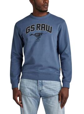 Sweatshirt G-Star Skeleton Dog Blu per Uomo