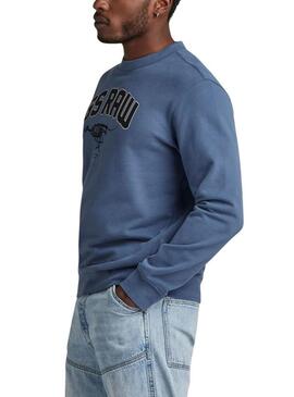 Sweatshirt G-Star Skeleton Dog Blu per Uomo