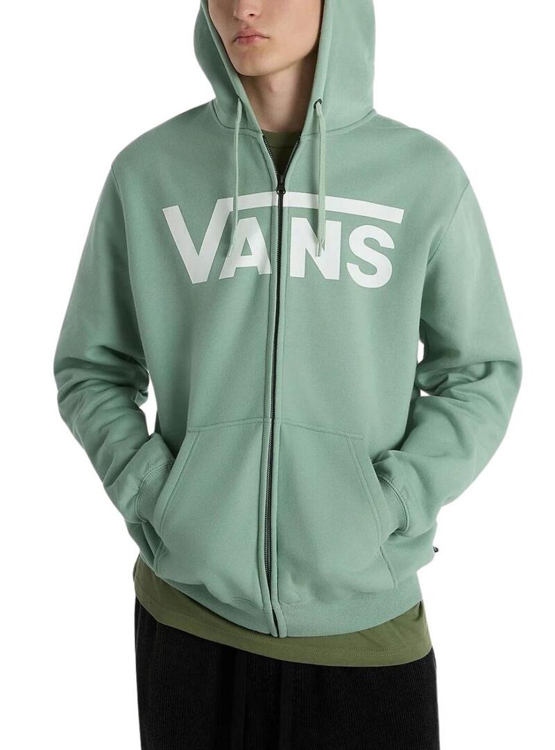 Felpa Vans Classic Zip Verde per uomo