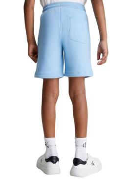 Shorts Calvin Klein Stack Logo Blu per Bambino