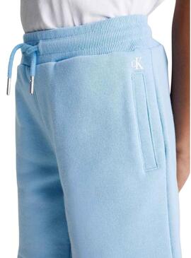 Shorts Calvin Klein Stack Logo Blu per Bambino