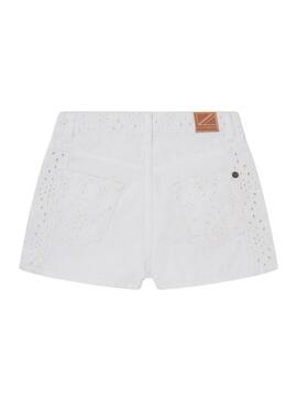 Short Pepe Jeans A-Line Anglaise bianca per bambina