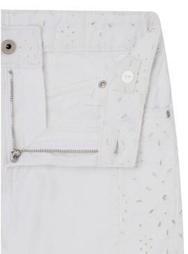 Short Pepe Jeans A-Line Anglaise bianca per bambina