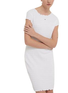 Abito Tommy Jeans Bodycon a pieghe Bianco