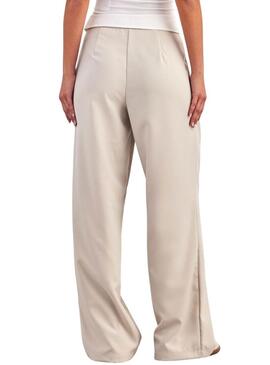 Pantaloni ONLY Diane Fold Down beige per donna