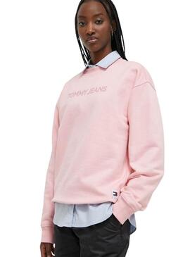 Felpa Tommy Jeans Relaxed Classic Rosa Donna