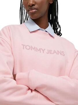 Felpa Tommy Jeans Relaxed Classic Rosa Donna