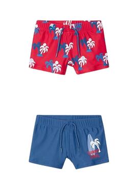 Set di 2 costumi da bagno corti Mayoral rosso e blu per bambino.