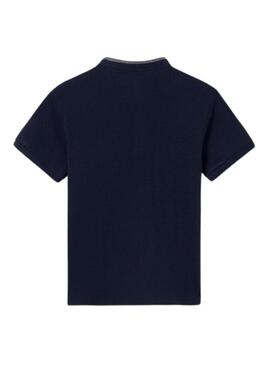 Maglia Mayoral a contrasto con colletto Mao in blu marino per bambino