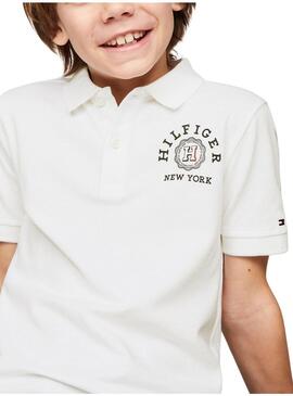 Polo Tommy Hilfiger Monotype Blanco Per Bambino