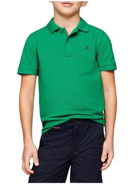 Maglietta polo Tommy Hilfiger Flag verde per bambino