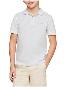 Polo Tommy Hilfiger Flag Bianco per Bambino