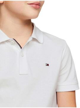 Polo Tommy Hilfiger Flag Bianco per Bambino