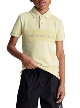 Maglietta Polo Calvin Klein Layered Verde per Bambino