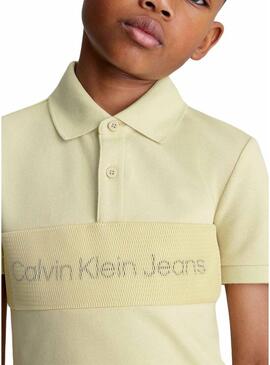 Maglietta Polo Calvin Klein Layered Verde per Bambino