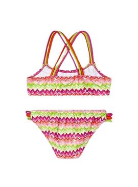 Bikini Mayoral con fascia a strisce multicolor per bambina.