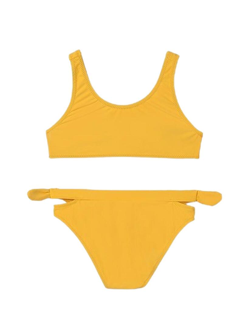 Bikini Mayoral con fiocco giallo per bambina.