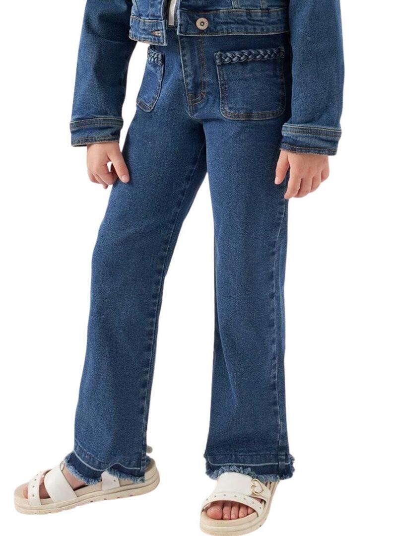 Pantaloni in jeans Mayoral a vita alta blu per ragazza.